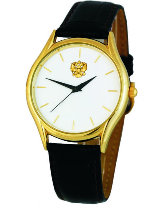 Слава Слава Патриот 1119535/2035  1119535/2035 кварцевые мужские часы белый циферблат, браслет кожаный — вид спереди